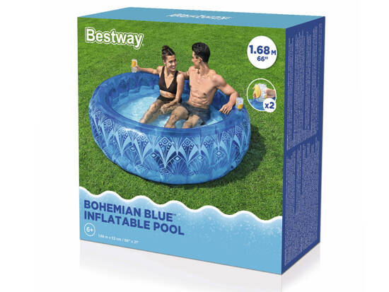 Bestway Inflatable pool BOHEMIAN BLUE + 2 cup holders 168x53cm 54479