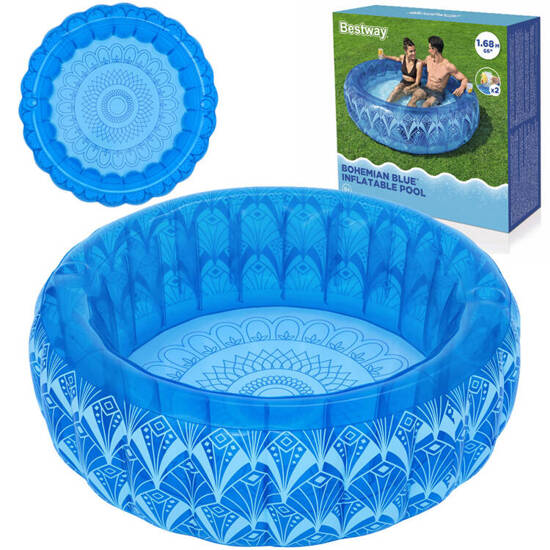 Bestway Inflatable pool BOHEMIAN BLUE + 2 cup holders 168x53cm 54479