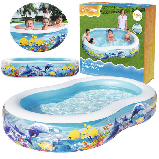 Bestway Inflatable pool fish'n friends 262 x 157x46cm 54118