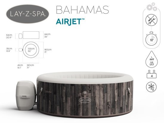 Bestway Jacuzzi Lay-Z-Spa BAHAMAS 4 persons 180x66 60005