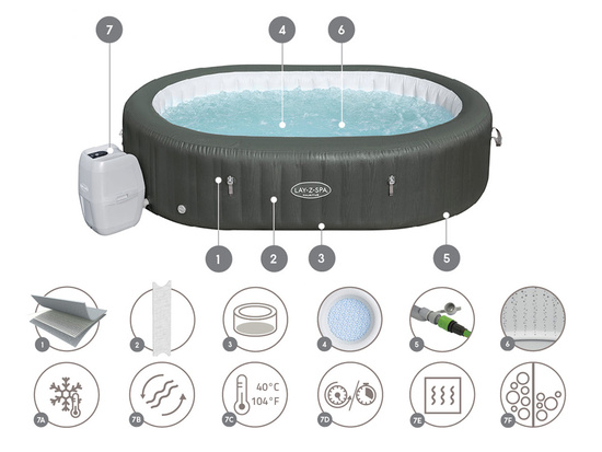 Bestway Lay-Z-Spa Mauritius jacuzzi 5-7 people WiFi app hydromassage 60067