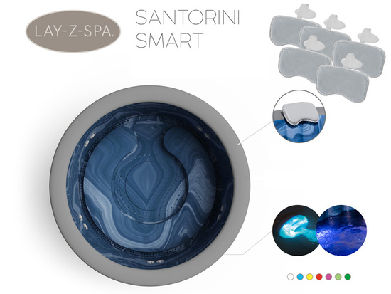 Bestway Lay-Z-Spa SANTORINI PRO 7 LED hydromassage application 5-7 persons 6001T