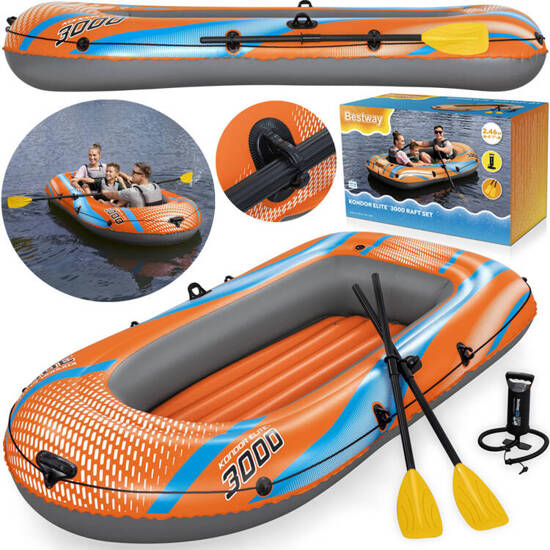 Bestway Set Inflatable pontoon Kondor Elite 3000 with oars and pump 61145