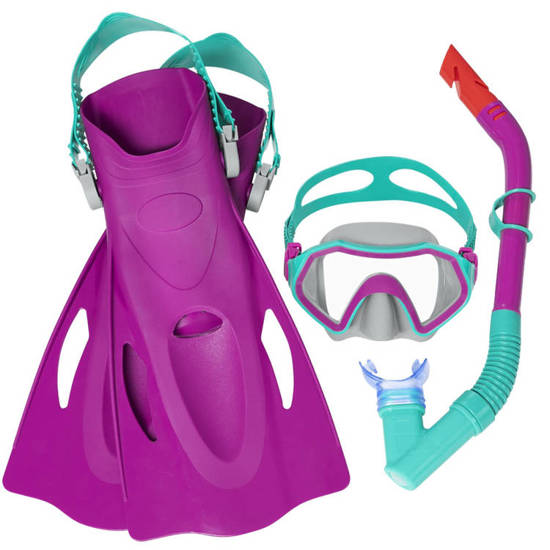 Bestway Snorkeling Set Mask with Snorkel and Fins PINK 7+ 25046