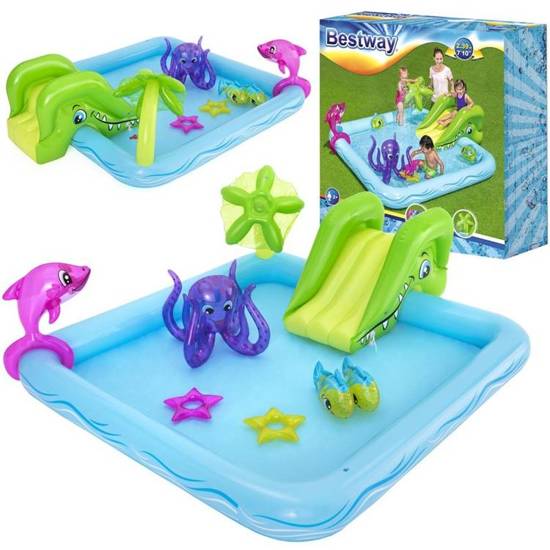 Bestway Swimming Pool Children's Paddling Pool Playground AQUARIUM + slide 53052