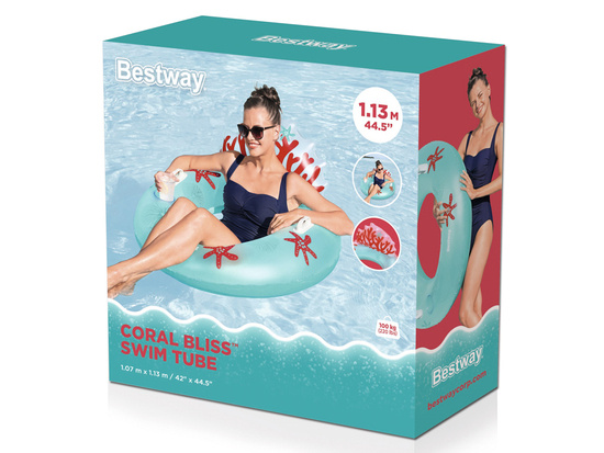 Bestway blue inflatable ring with backrest coral reef 107cm 43730