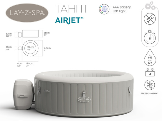 Bestway jacuzzi Lay-Z-Spa TAHITI 1,8m 2-4person 60007