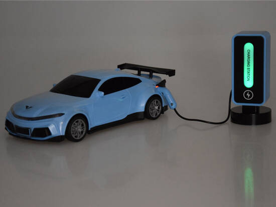 Car + charging station Electric car colored lights RC0687