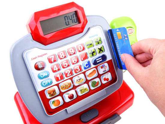 Cash register, shopping cart, groceries ZA3882
