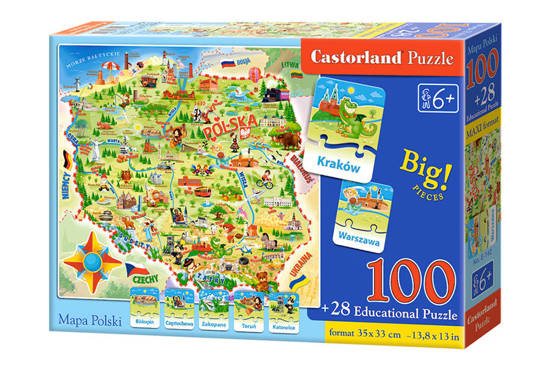 Castorland map Polish 100 el. and quiz Puzzle CA0010