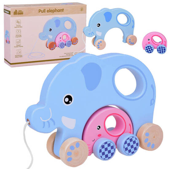 Charming Elephants 2in1 Wooden elephant to pull the family ZA5377