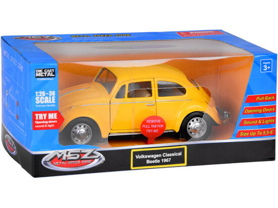 Collector's car Volkswagen Classical Beetle 1967 1:36 metal car light sound ZA5055