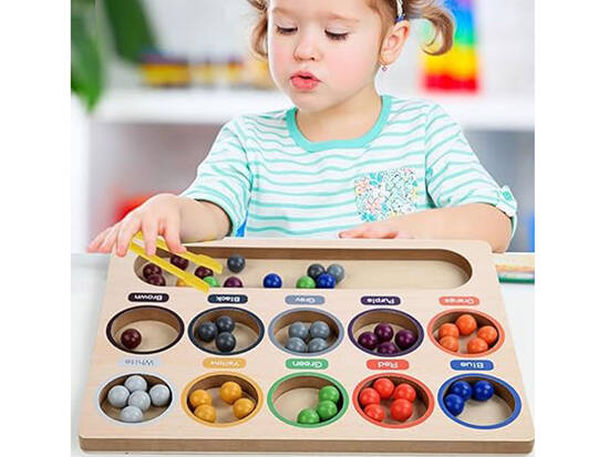 Colored Balls Montessori Puzzle Mosaic Sorter learning colors ZA5329