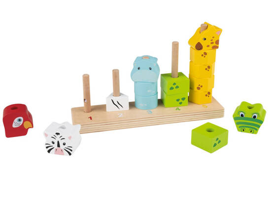 Colorful Wooden Pyramid Blocks Animals Educational ZA5369