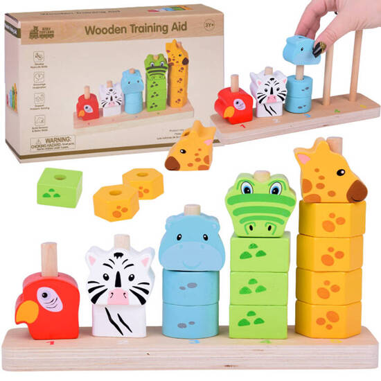 Colorful Wooden Pyramid Blocks Animals Educational ZA5369