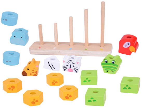 Colorful Wooden Pyramid Blocks Animals Educational ZA5369