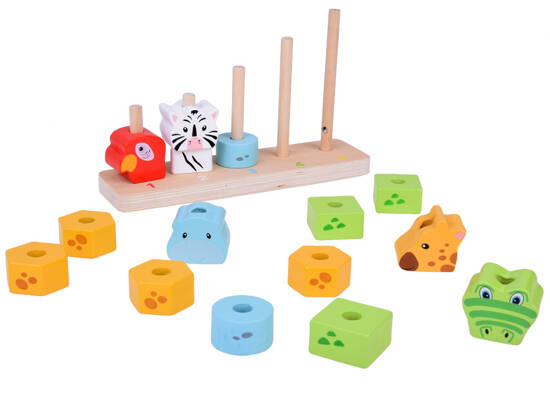 Colorful Wooden Pyramid Blocks Animals Educational ZA5369