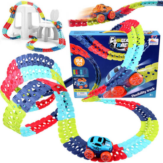 Colorful flexible track 184 ele toy car route 4m ZA4379