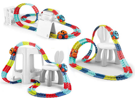 Colorful flexible track 184 ele toy car route 4m ZA4379