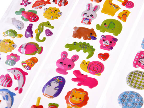 Colorful stickers, alphabet, hearts, vehicles, animals ZA4643