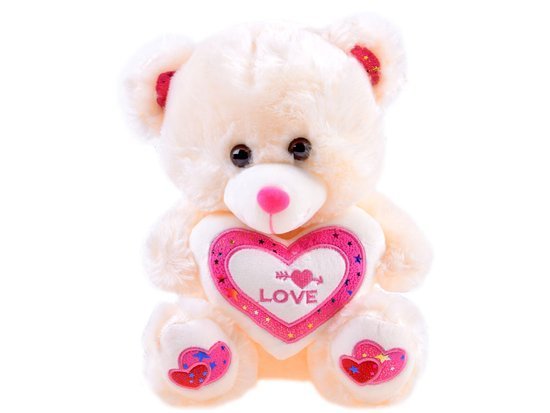 Cream teddy bear with a heart. Plush ZA3427