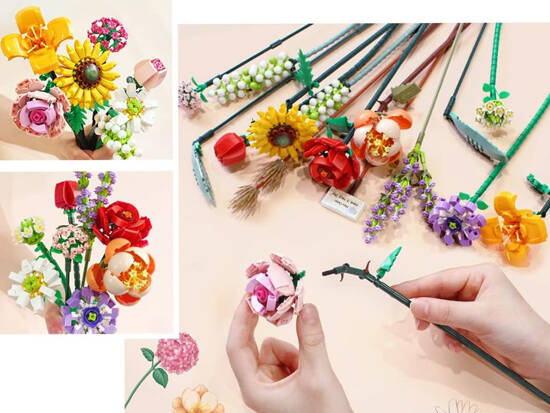 Creative Building Blocks Bouquet of Colorful Flowers 568 pcs ZA5346