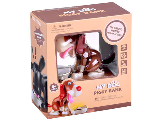 Dog eating a piggy bank coin ZA1868
