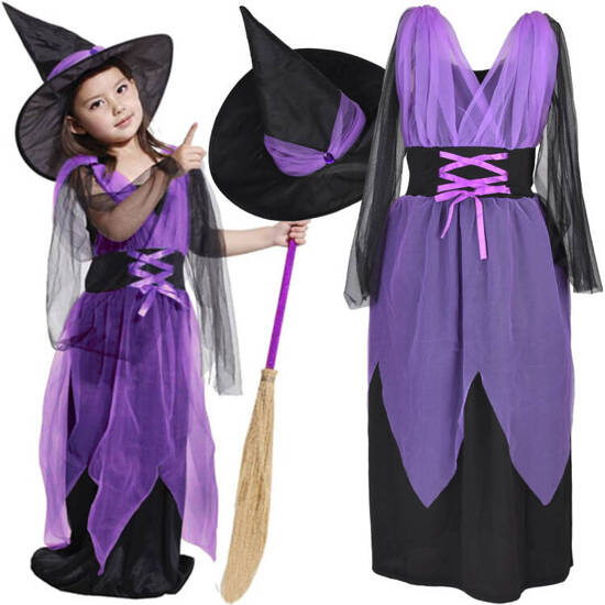 Dress + Hat Costume disguise for Sorceress Witch ZA5279