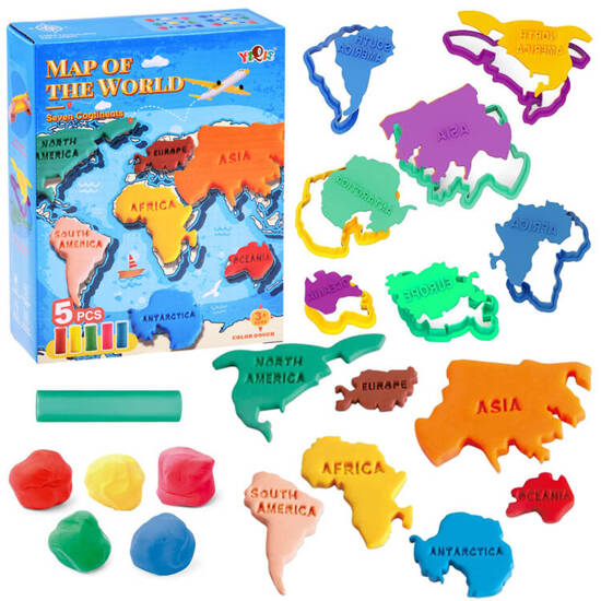 Educational set of plasticine, continents, WORLD MAP, molds ZA4650