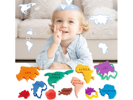 Educational set of plasticine, continents, WORLD MAP, molds ZA4650