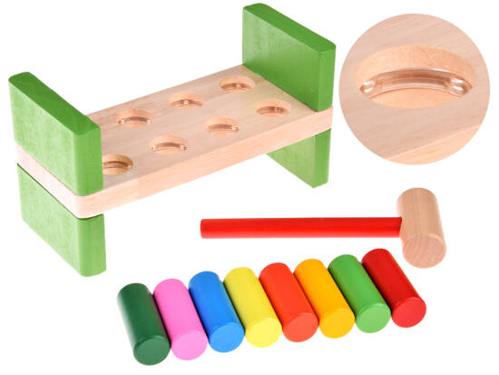 Educational wooden toy Punching hammer, pestle, dodgeball ZA4684