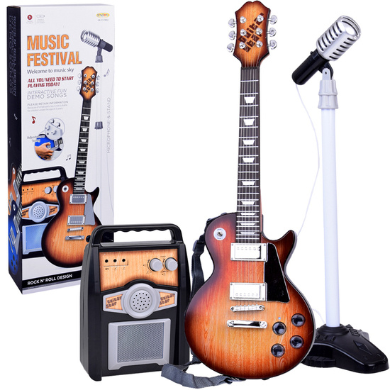 Electric Guitar with Microphone and Amplifier for Kids Karaoke IN0171