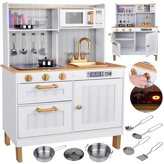 Elegant White Wooden Kitchen with Accessories for Kids ZA5387