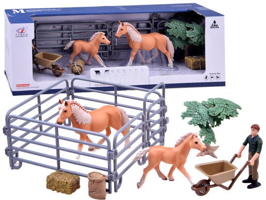 FARM ANIMALS SERIES Set of figurines: horse + foal + farmer ZA2605