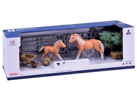 FARM ANIMALS SERIES Set of figurines: horse + foal + farmer ZA2605