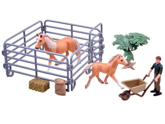 FARM ANIMALS SERIES Set of figurines: horse + foal + farmer ZA2605