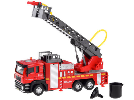 Fire brigade fire truck with ladder spraying water ZA4641