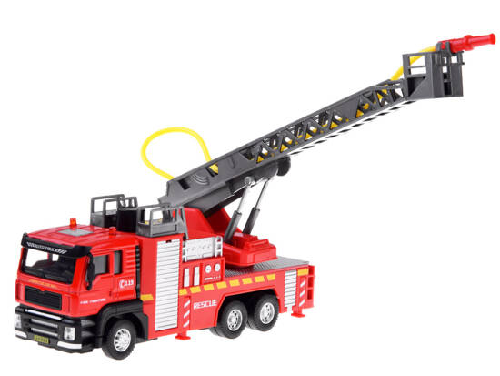 Fire brigade fire truck with ladder spraying water ZA4641