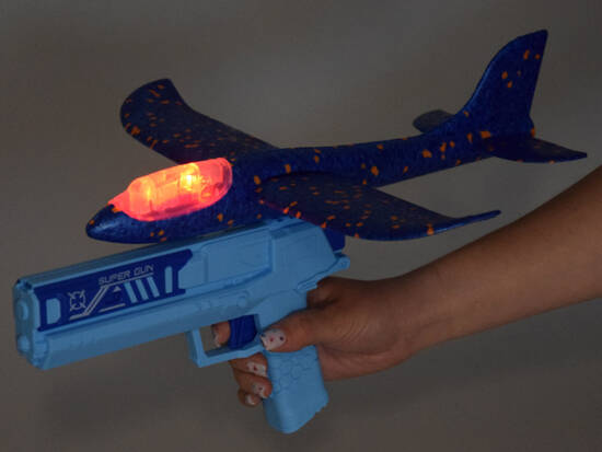 Foam Plane with LED light fired from the ZA5000 Gun