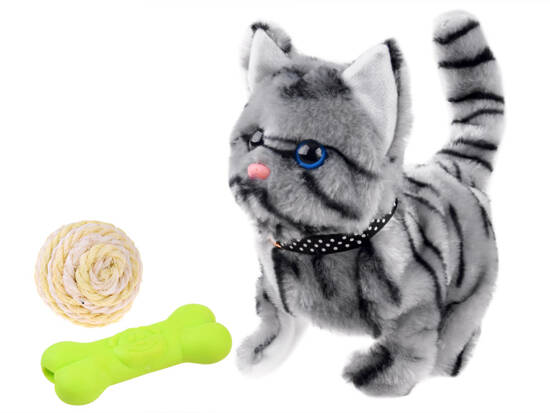 Gray cute interactive kitten moves, walks, meows ZA4654 SZ