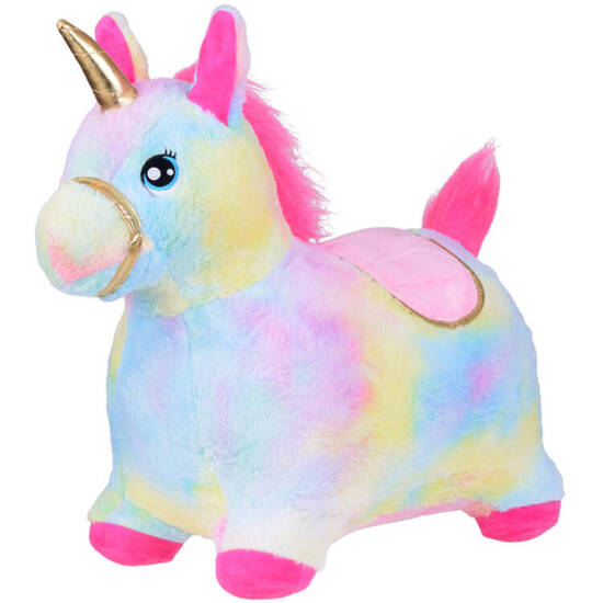 Inflatable horse pony jumper rainbow unicorn plush + pump ZA5444