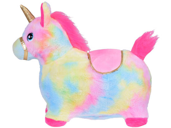 Inflatable horse pony jumper rainbow unicorn plush + pump ZA5444