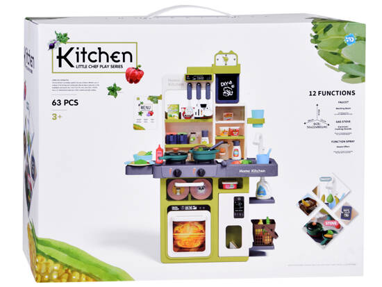 Kitchen for Little Chef with Sound, Steam, Light Effects, 63 pieces ZA5325