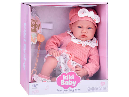 Large 45 cm BOBAS girl doll soft and interactive pink set ZA5188