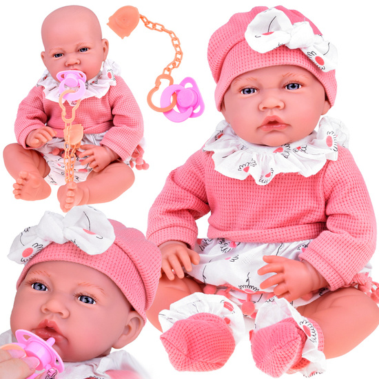 Large 45 cm BOBAS girl doll soft and interactive pink set ZA5188