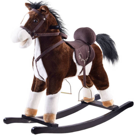 Large Brown Rocking Horse Neighing Horse + Movable Tail and Muzzle ZA0052