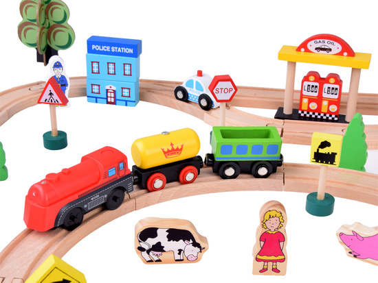 Large SET, wooden railway 80 pieces ZA3573