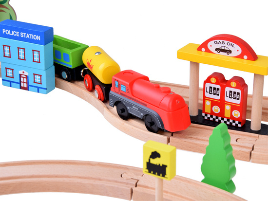 Large SET, wooden railway 80 pieces ZA3573