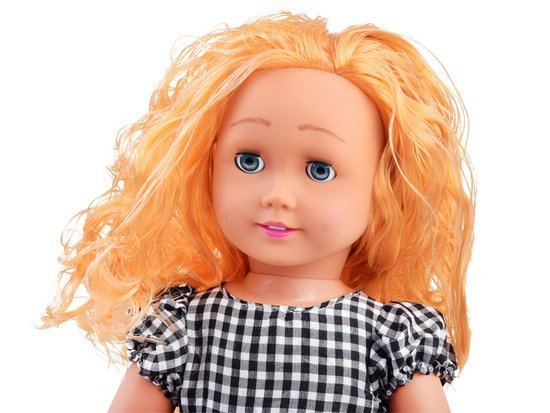 Large doll in a houndstooth dress 45 cm ZA2480