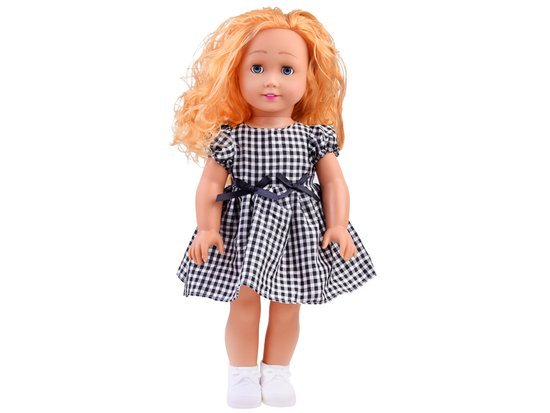 Large doll in a houndstooth dress 45 cm ZA2480